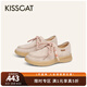 KISSCAT接吻貓【松弛假日】袋鼠鞋25夏新復(fù)古袋鼠鞋英倫風(fēng)牛津鞋女 淺銹紅色/玫瑰粉色 37