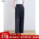 百圖betu女裝2025夏季新款休閑闊腿褲拖地松弛感顯瘦彎刀褲女2507T44 深牛仔藍 L