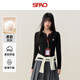 SPAO開(kāi)領(lǐng)假兩件長(cháng)袖T恤女2025年秋裝修身打底衫內搭上衣SPCX25AD01XY 黑#SP紅帽子熊-貼布繡 XL
