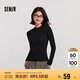 森馬（Semir）[商場同款]長袖T恤女緊身中領(lǐng)疊穿2024冬磨毛打底衫101724101003