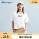 Champion冠軍短袖女新款拼接撞色美式復(fù)古風(fēng)T恤潮牌寬松 白色 M