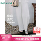 熱風(fēng)白色休閑長(cháng)褲2025年夏季新款女士棉麻香蕉褲文藝慵懶風(fēng)長(cháng)褲 04白色 L
