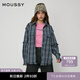 moussy 【明星同款】美式校園風(fēng)做舊流蘇寬松襯衫女010HAS30-8041 110藍色 均碼