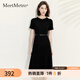 MeetMetro瑪依爾黑色短袖連衣裙女2025夏季新款收腰通勤圓領(lǐng)T恤裙 黑色【現(xiàn)貨閃電發(fā)】 S