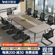 威爾斯佳會(huì )議桌長(cháng)桌辦公室接待洽談培訓桌簡(jiǎn)約現-6-8人公司會(huì )議桌椅組合 木皮胡桃色 2.8米+10把椅