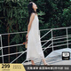 衣香麗影白色方領(lǐng)無(wú)袖蕾絲連衣裙女2025夏裝新款高端氣質(zhì)重工裙子 米色 M