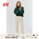 H&M女裝休閑褲秋季時(shí)尚高腰直筒闊腿燈芯絨長(cháng)褲1091577 淺米色 170/88
