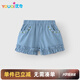 優(yōu)奇女童褲子夏季嬰兒花邊短褲夏新款休閑小童洋氣五分褲寶寶外穿褲子