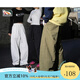 LEMANISM美式休閑褲男2025春夏季寬松運(yùn)動(dòng)褲直筒褲情侶款工裝褲子 黑色 L