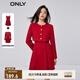 ONLY秋季時(shí)尚顯瘦合體套裝圓領(lǐng)百褶連衣裙女|123307044 F15 紅色大麗花 S 160/80A