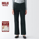 無印良品（MUJI） 女式 彈力 牛仔 喇叭褲（股下77cm） 丹寧回潮 BEA88A3S 黑色 26inch