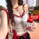 LZJV吊帶背心女夏純欲甜辣修身內搭蕾絲格子假兩件帶胸墊短款無(wú)袖上衣 白色均碼