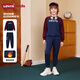 Levi's【加絨】李維斯兒童運動(dòng)套裝童裝衛衣2025冬季新款男童長(cháng)袖 深寶藍色 130 /64 【建議身高116-122cm】