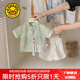 G.DUCKKIDS小黃鴨童裝寶寶套裝夏季薄款兒童漢服男孩子周歲禮服嬰兒衣服夏裝 綠色 80 尺碼建議9-12個月cm