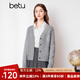 百圖betu女裝春季新款毛針織衫減齡學(xué)院風(fēng)正肩長(cháng)袖開(kāi)衫女2401T02 灰色 L