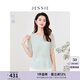JESSIE精致蕾絲繡花拼接圓領(lǐng)套頭小上衣女夏新款 綠色 S