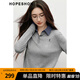 紅袖MIU系超甜針織衫2025秋季新款女裝學(xué)院風(fēng)假兩件撞色格紋刺繡上衣 煙灰056 M
