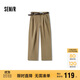 森馬（Semir）休閑褲女長(cháng)褲腰帶ins潮秋季磨毛做舊打褶闊腿褲101524127020B