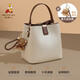 稻草人包包女款2026新牛皮單肩斜挎水桶包輕奢高端生日禮物送女友老婆
