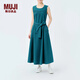 無(wú)印良品（MUJI） IDEE 女式 泡泡紗 無(wú)袖連衣裙 女裝裙子夏季長(cháng)裙 GAD62C4S 深藍色 均碼 165/88A