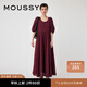 moussy 女裝新款法式度假風(fēng)泡泡袖長裙連衣裙女010GAA30-5120 600波爾多紅 S 00001