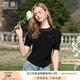 香影不規(guī)則黑色t恤短袖女2025夏季新款休閑圓領修身收腰上衣小衫 黑色 M