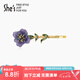 She's茜子勿忘草刺繡花朵發(fā)夾時尚輕奢滴油葉片發(fā)卡發(fā)飾七夕禮物送女友