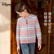 迪士尼條紋連帽針織開(kāi)衫2026新款洋氣拉鏈毛衣外套 粉色 120