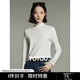 初語(yǔ)舒絨保暖長(zhǎng)袖t恤女2024秋冬新款半高領(lǐng)修身創(chuàng)意刺繡打底衫 米白色 M