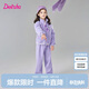 笛莎童裝女童套裝2025春裝女寶時(shí)尚運動(dòng)長(cháng)袖束腳褲套裝 紫色 150