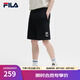 FILA斐樂官方情侶短褲2025夏季新款針織男子女子寬松運動褲 正黑色-BK L