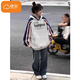 棉致重磅拼色連帽衛(wèi)衣女春秋季2025新款潮流美式高街寬松上衣外套 45877白灰色【常規(guī)高品質(zhì)】 L 105-125斤