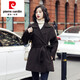 皮爾卡丹（pierre cardin）高端雙面羊絨大衣女中長(cháng)款2025年冬季新款顯瘦黑色毛呢外套小個(gè)子 深咖啡 XS 85-105斤