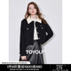 初語(yǔ)加絨加厚燈芯絨外套女2024冬季新款短款撞色拼接設(shè)計(jì)夾克上衣 黑色 L