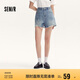 森馬（Semir）牛仔褲女寬松美式熱褲酷颯風夏街頭毛邊短褲復古辣妹103324122010