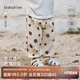 babylove兒童褲子夏季薄款純棉透氣吸汗寶寶防蚊褲燈籠褲波點褲子長褲 時光波點-卡其 100 cm