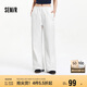 森馬（Semir）休閑褲女吸濕速干格子闊腿褲2025夏季撞色長褲運動風109325127006