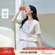茵曼棉質(zhì)刺繡圓領(lǐng)短袖T恤女裝2025夏季新款字母標語(yǔ)閃片上衣 淺花灰 M