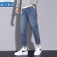 棉致高端牛仔褲男冬季2025新款直筒九分褲男加絨褲子男款秋冬男褲顯高 藍色 36