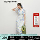 紅袖碎花連衣裙2025夏季新款女裝【海藍(lán)花嶼】收腰V領(lǐng)氣質(zhì)雪紡茶歇裙 白底藍(lán)花674 M