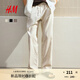 H&M男裝休閑褲2025夏季新款休閑直筒亞麻混紡長褲1253401 奶油色 L 175/96