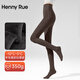 Henny Rue打底褲襪女秋冬加絨加厚含羊毛深灰連褲襪高腰豎條紋高彈不掉檔 羊毛混紡款350g加厚絨-咖色 均碼 （建議150-175cm，體重40-70kg）