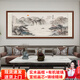 六畫(huà)流水生財山水畫(huà)靠山圖客廳裝飾畫(huà)國畫(huà)辦公室風(fēng)景掛畫(huà)書(shū)房茶室壁畫(huà) 流水生財A1 78*188cm宣紙+胡桃框(熱賣(mài)款）