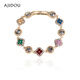 AJIDOU阿吉豆手飾女精致復古多巴胺手串彩色鋯石手鏈新款輕奢高級感手飾