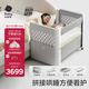 babycare嬰兒床可折疊床0-3歲寶寶床便攜式拼接移動(dòng)多功能嬰兒床 萊斯維斯