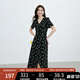 紅袖波點收腰連衣裙夏季2024新款女裝V領(lǐng)顯瘦減齡氣質(zhì)黑色顯白雪紡裙 黑底米點818 M