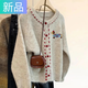 妃奧絨杏色小狗加厚圓領(lǐng)針織開(kāi)衫女2025新款設計感秋冬外穿毛衣軟糯外套 燕麥色小狗 M