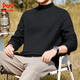 貓人羊毛蠶絲半高領(lǐng)打底衫男2026春秋加絨長(cháng)袖T恤加厚保暖內搭小中領(lǐng) 黑色-中領(lǐng) XL  (適合130-145斤)