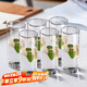 青蘋果耐熱水杯290ml6只 無鉛玻璃杯牛奶杯啤酒杯綠茶杯多功能杯套裝