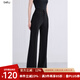 betu女裝2025秋季新款休閑微喇褲早八通勤必備喇叭褲女2508T72 黑色 L